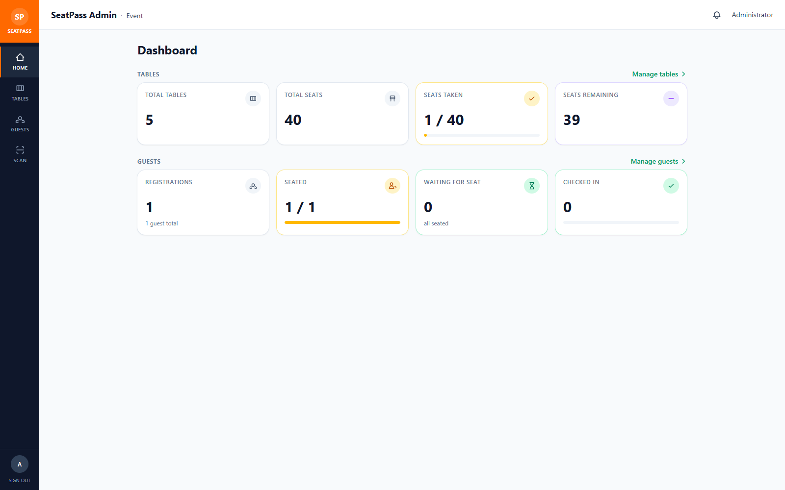 SeatPass — event seat arrangement and QR-code check-in app
